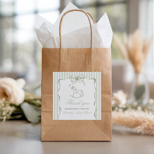 Adesivo Quadrado Cavalo de Balanço Oliva Neutro Vintage Chá de Bebê