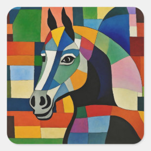 Adesivo Quadrado Cavalo de Cores