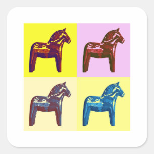 Adesivo Quadrado Cavalo de Dala do sueco, pop art da suecia, sueco