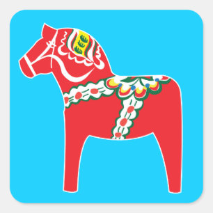 Adesivo Quadrado Cavalo de Dalahäst   Dala
