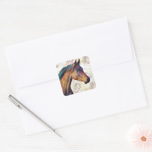 Adesivo Quadrado Cavalo de Estilo Vintage no Vinhage Background Sti