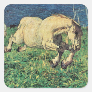 Adesivo Quadrado Cavalo de galope por Giovanni Segantini, arte do