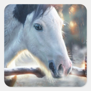 Adesivo Quadrado Cavalo de Natal e Coruja Bonita