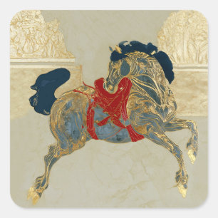 Adesivo Quadrado Cavalo Dourado Imperial