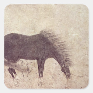 Adesivo Quadrado Cavalo e noivo no inverno