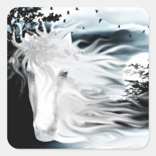 Adesivo Quadrado Cavalo espectral