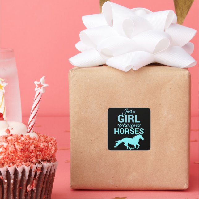 Adesivo Quadrado Cavalo Galope Uma Garota Que Ama Cavalos (Festa)