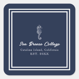 Adesivo Quadrado Cavalo-marinho branco, azul e branco