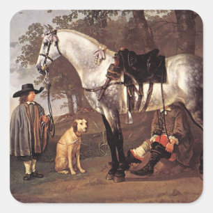 Adesivo Quadrado Cavalo na Paisagem Aelbert Cuyp
