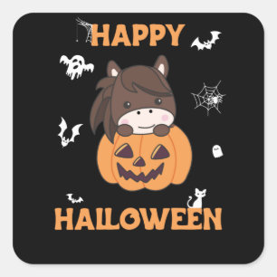 Adesivo Quadrado Cavalo Na Pumpkin De Cavalos Doce Feliz Dia das Br