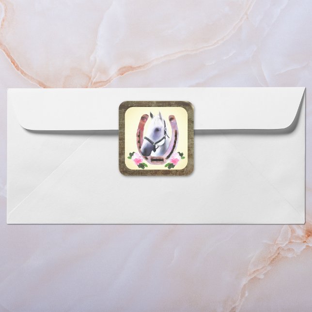 Adesivo Quadrado Cavalo Pintado Na Moldura De Couro Faux (Criador carregado)