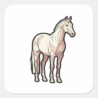 Adesivo Quadrado Cavalo Premium Calmo – Ilustração Animal Minimalis