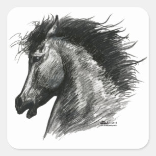 Adesivo Quadrado Cavalo Selvagem de Fiery