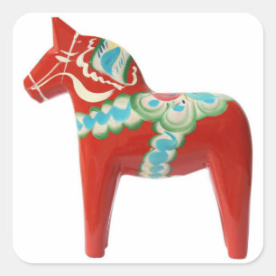 Adesivo Quadrado Cavalo vermelho de Dala do sueco