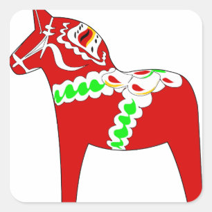 Adesivo Quadrado Cavalo vermelho de Dalarna