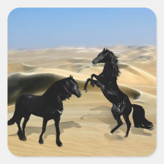 Adesivo Quadrado Cavalos de beleza preta selvagem