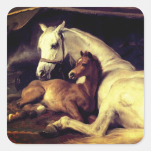 Adesivo Quadrado Cavalos de Landseer