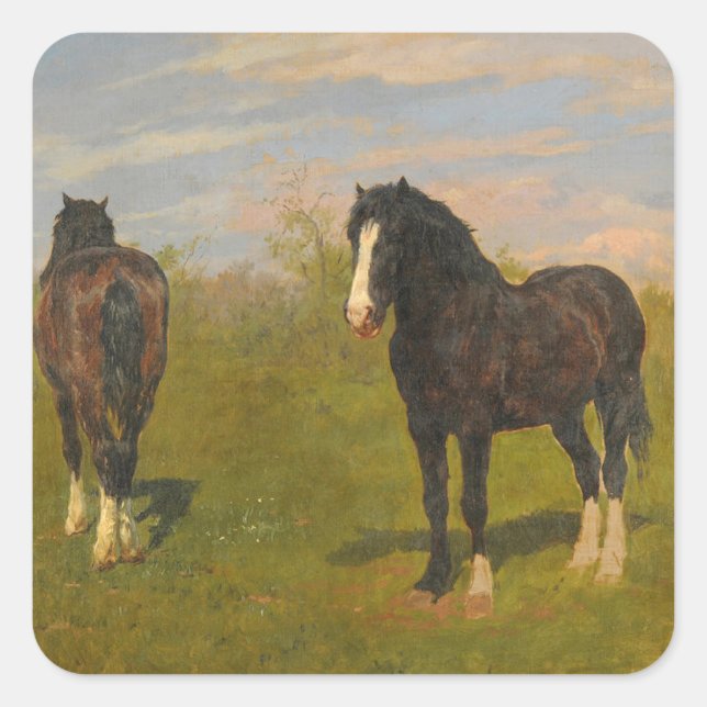 Adesivo Quadrado Cavalos de Luz (por Rosa Bonheur) (Frente)
