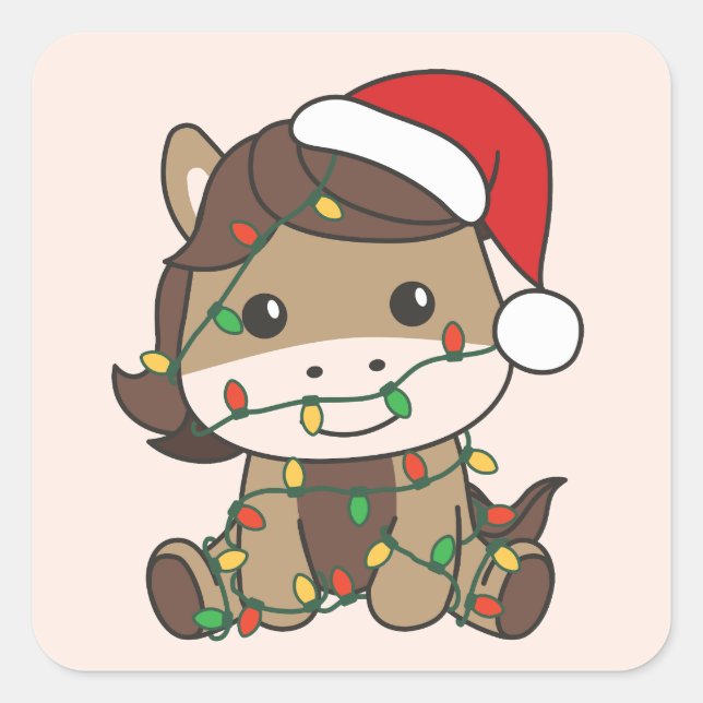 Adesivo Quadrado Cavalos de Natal, Animais de inverno, Cavalos de F (Frente)