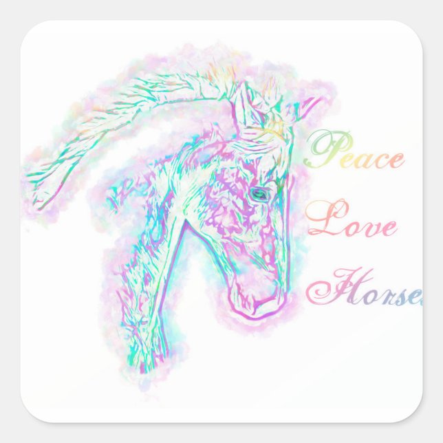 Adesivo Quadrado Cavalos de Paz e Amor (Frente)