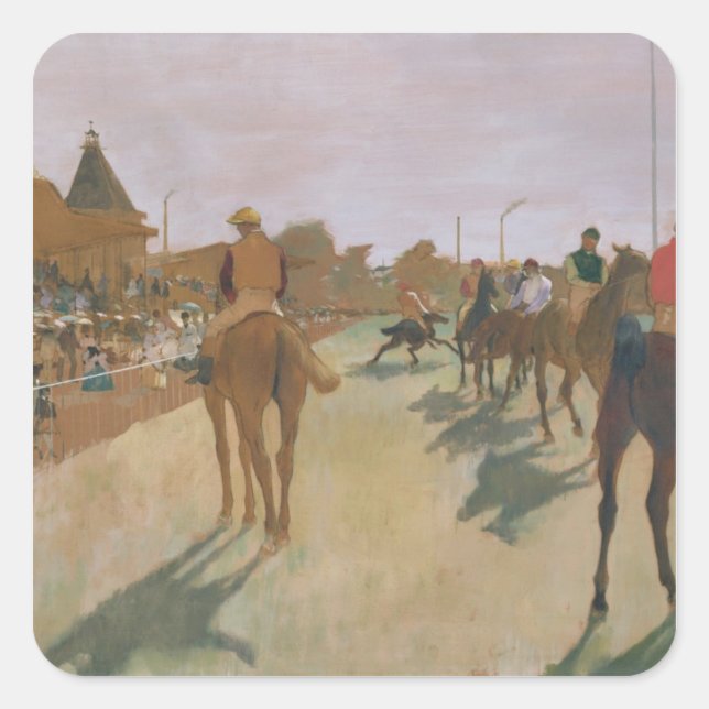 Adesivo Quadrado Cavalos de raça de Edgar Degas | na frente dos (Frente)