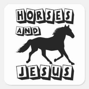 Adesivo Quadrado Cavalos E Jesus Cristão Cavalinho Fofo Equestre
