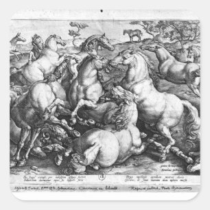 Adesivo Quadrado Cavalos na natureza
