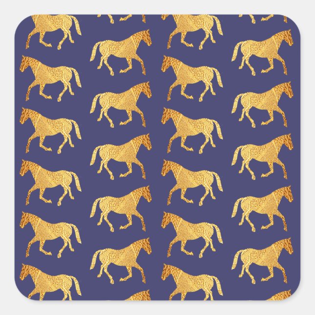 Adesivo Quadrado Cavalos ouros (Frente)