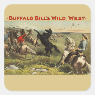 Adesivo Quadrado Cavalos Selvagens Oeste de Buffalo Bill