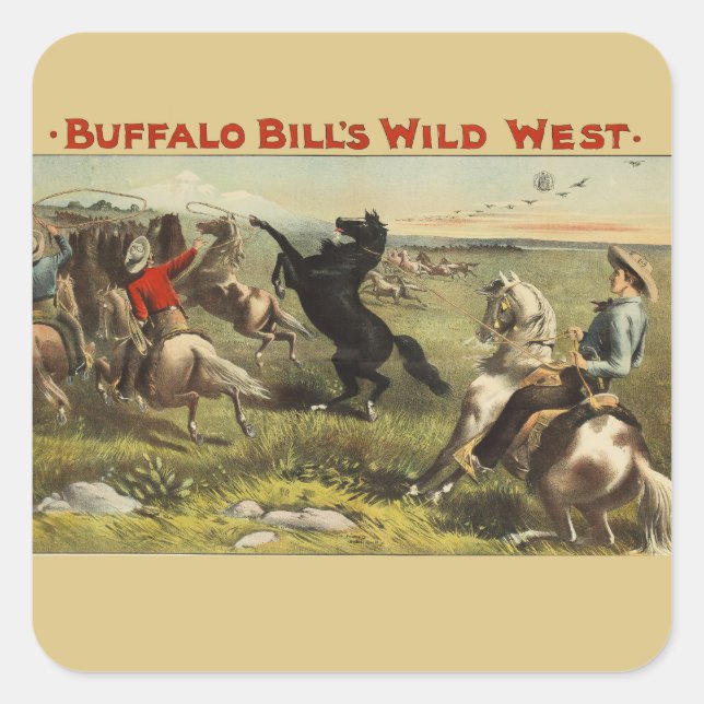 Adesivo Quadrado Cavalos Selvagens Oeste de Buffalo Bill (Frente)