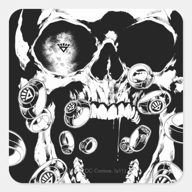 Adesivo Quadrado Caveira e Anéis (Frente)