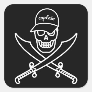 Adesivo Quadrado Caveira e espadas