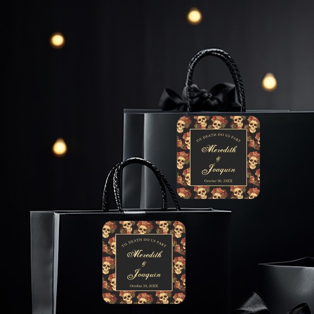 Adesivo Quadrado Caveira Gótica Até Morte Nos Separam De Casamento  (Criador carregado)