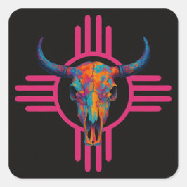 Adesivo Quadrado Caveira Rosa Sol do Novo México