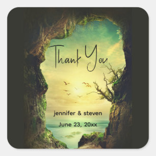 Adesivo Quadrado Caverna esquecendo um evento no mar tropical Obrig