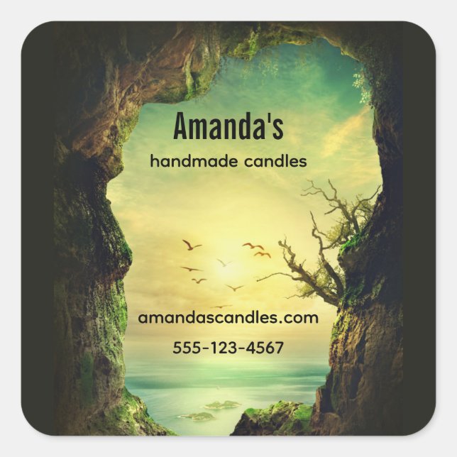 Adesivo Quadrado Caverna ignorando o Sea Scenic Photo Business (Frente)
