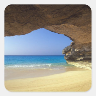 Adesivo Quadrado Caverna na Baía Francesa, Ilha de San Salvador,