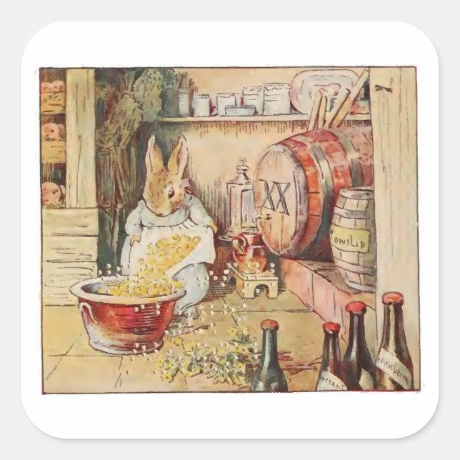 Adesivo Quadrado Cecily Parsley's Nursery Rhymes de Beatrix Potter (Frente)