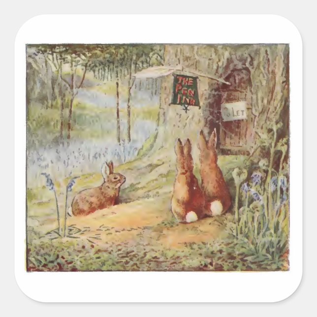 Adesivo Quadrado Cecily Parsley's Nursery Rhymes de Beatrix Potter (Frente)
