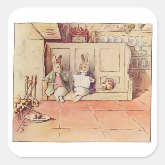 Adesivo Quadrado Cecily Parsley's Nursery Rhymes de Beatrix Potter (Frente)
