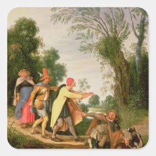 Adesivo Quadrado Cego Liderando Cego