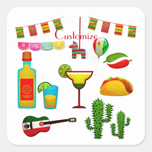 Adesivo Quadrado Celebração Cinco de Mayo Thunder_Cove (Frente)