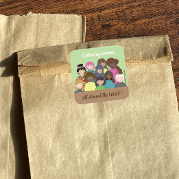 Adesivo Quadrado Celebrando As Mulheres Em Todo O Mundo