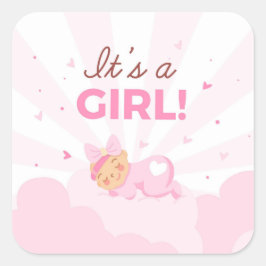 Adesivo Quadrado Celebrando é uma garota