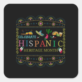 Adesivo Quadrado Celebrar a Design do Mês do Patrimônio Hispânico