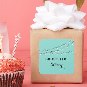 Adesivo Quadrado Celebrar A Noiva Azul Teal Para Ser Festa De Grelh