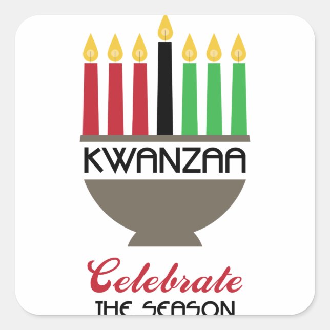 Adesivo Quadrado Celebrar Kwanzaa (Frente)