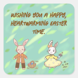 Adesivo Quadrado Celebrate Spring with Our Adorable Easter Bunnyシール
