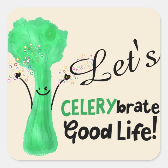 Adesivo Quadrado Celeron Pun Positivo - Celerybrate Boa Vida (Frente)