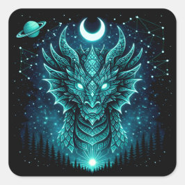 Adesivo Quadrado Celestial Dragon – Cosmic Myth Wildlife Galaxy